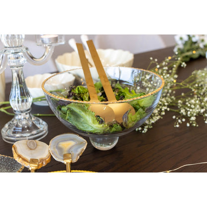 Saladier glas met gouden rand 23,5x23,5x15,5 cm