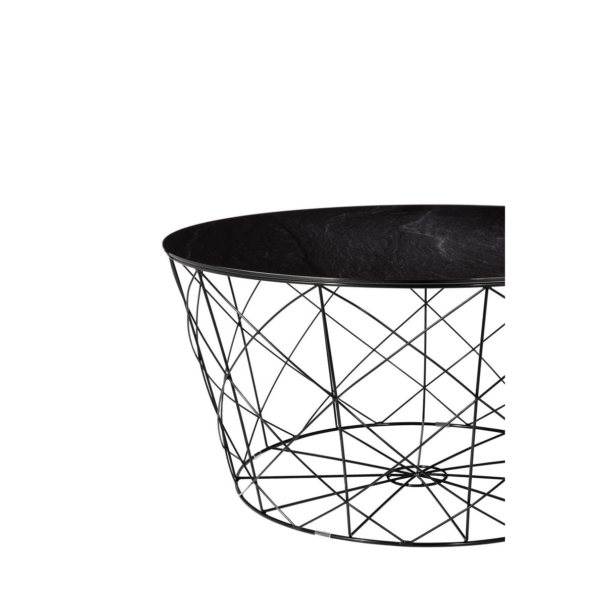 Coffee table with metal basket Ø 80 cm