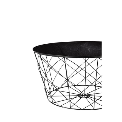 Coffee table with metal basket Ø 80 cm
