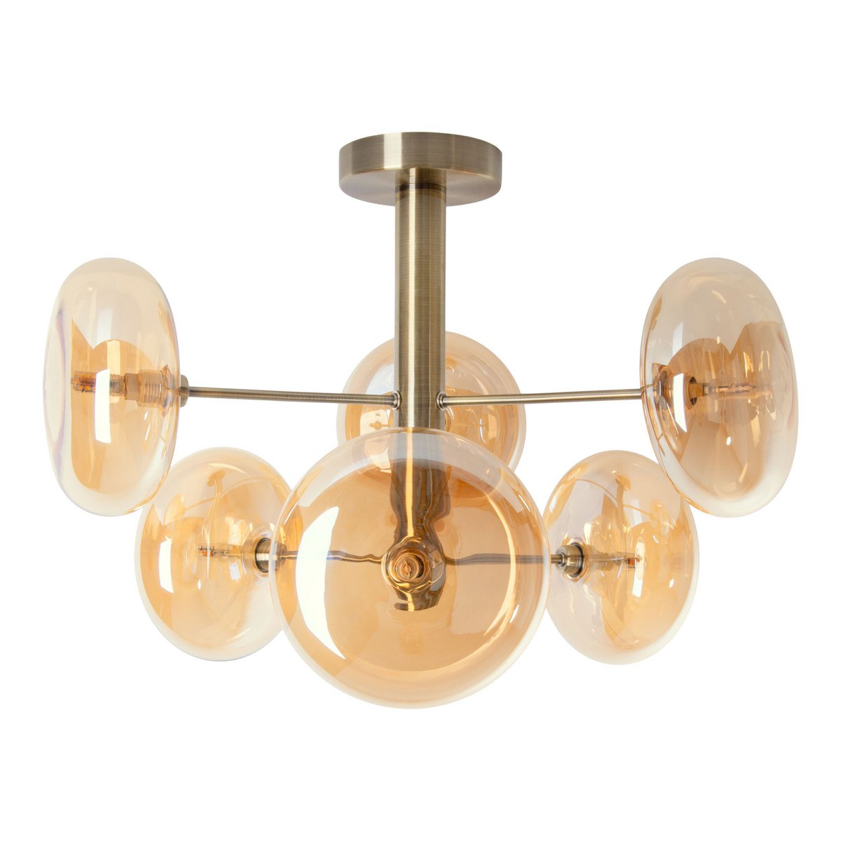 Plafondlamp Orion 53 Cm G9 Messing Metaal Glas Barnsteen