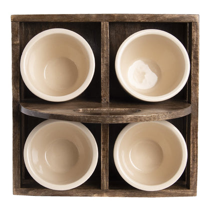 Bloempot set 4 stuks 24x24x17 cm bruin hout