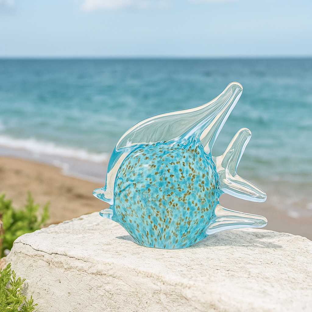 Glazen vis decoratie 14.5x5.5x13 cm blauw transparant