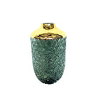 Vaas groen met gouden rand 16x29 cm glas