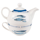 Theepot set 400 ml wit blauw keramiek