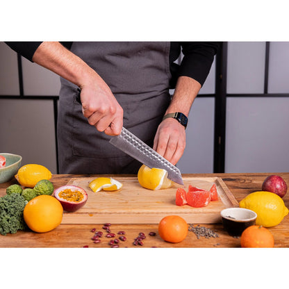Messen- en keukenaccessoireset - Bunka Complete Set Deluxe (C): 4 messen (Bunka officemes + Bunka Petty + Bunka Santoku + Kiritsuke) + 2 accessoires (100% katoenen oprolmessenzak + aanzetstaal)