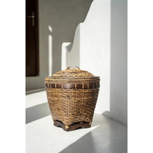Colonial Storage Basket Brown M Handmade Rattan Decorative