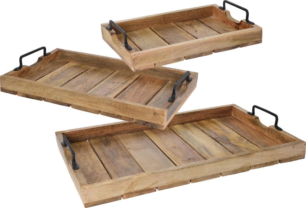 Dienbladen Mangohout - Set Van 3
