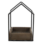Bloempot 15x15x23 cm bruin hout metaal