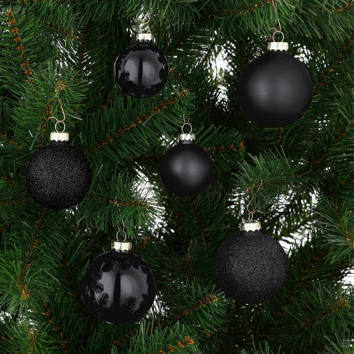 Kerstballen set 26 stuks glas zwart 5-7 cm