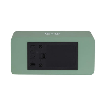 Wekker hout groen LED 17x8 cm