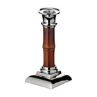 Kandelaar bamboe staal 17 cm zilver