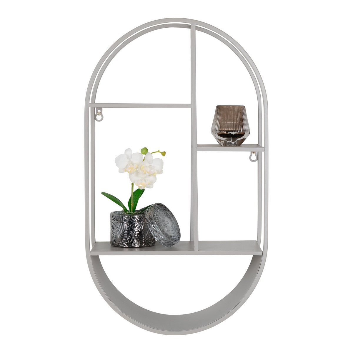 Wandplank ovaal staal koel grijs 35x15x60 cm