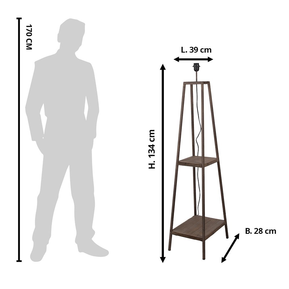 Vloerlamp metaal 39x28x134 cm bruin zwart