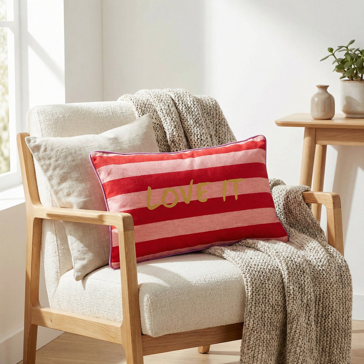 Sierkussen 55x35x10 cm rood roze