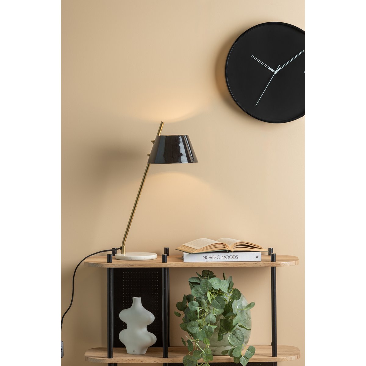 Tafellamp Savvy 33x19x53 cm ijzer marmer zwart