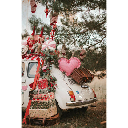 "Rood geruit snoepje" patchwork kerstkussen, cadeau-idee voor de feestdagen