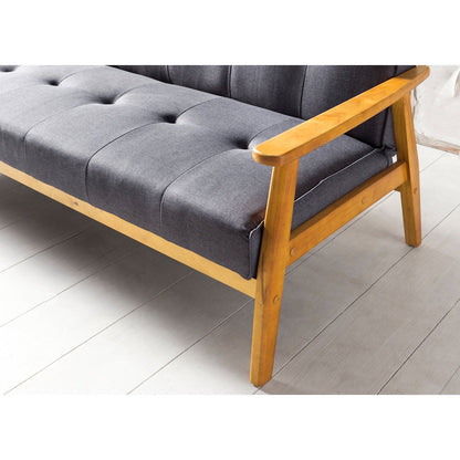Slaapbank 190x85x81 cm donkergrijs geweven stof eucalyptus