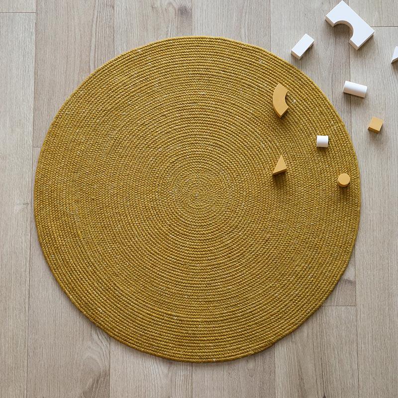 Vloerkleed rond 140 cm wol katoen mango