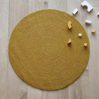 Vloerkleed rond 140 cm wol katoen mango