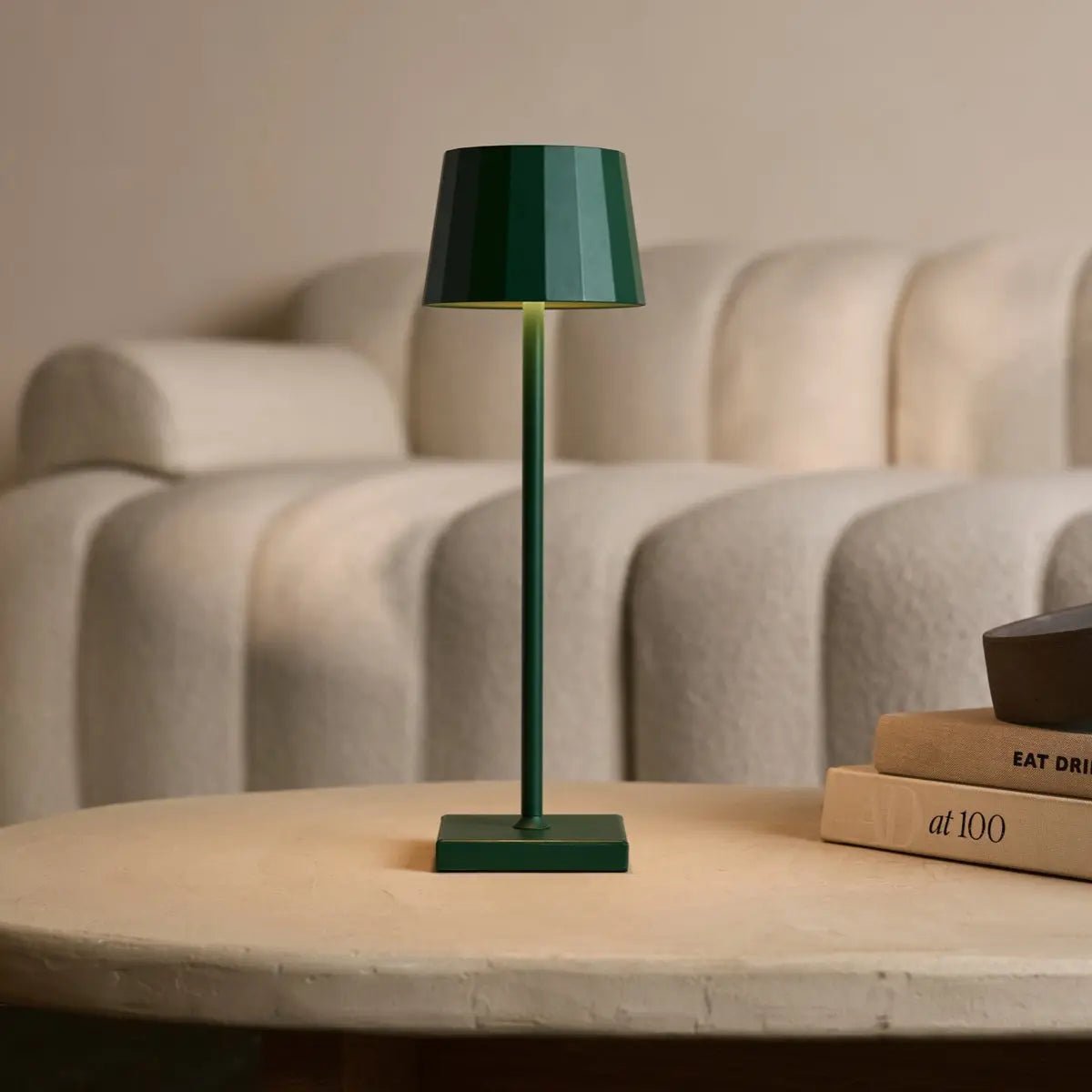 Tafellamp groen metaal Ø10x38 cm dimbaar oplaadbaar
