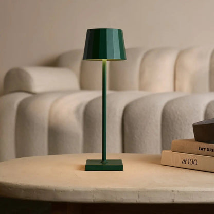 Tafellamp groen metaal Ø10x38 cm dimbaar oplaadbaar