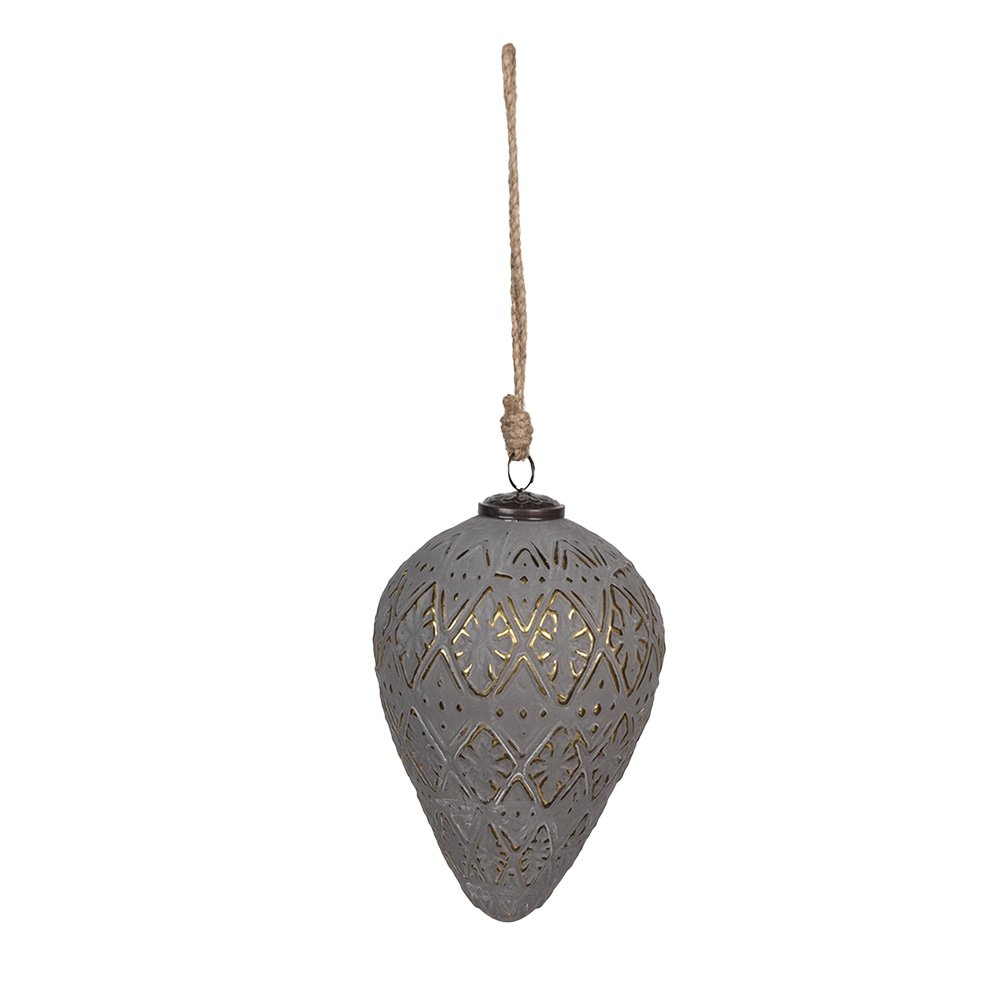 Kerstbal glas 21 cm grijs