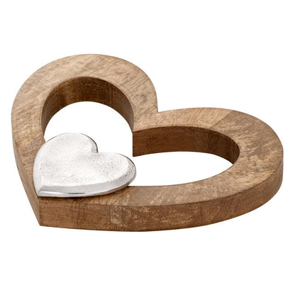 Houten figuur 27x21 cm mango aluminium