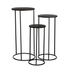 Bijzettafel set van 3 metaal zwart Ø32 cm