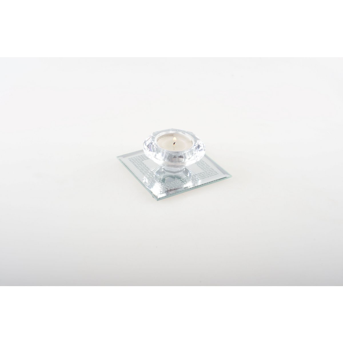 Kristallen kaars met spiegelondersteuning zilver 9x9 cm