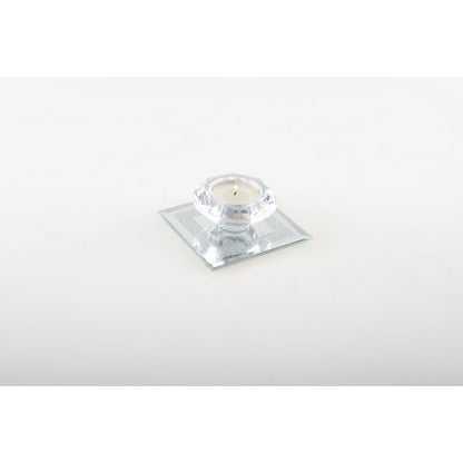 Kristallen kaars met spiegelondersteuning zilver 9x9 cm