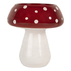 Waxinelichthouder paddenstoel Ø 8x9 cm rood wit glas