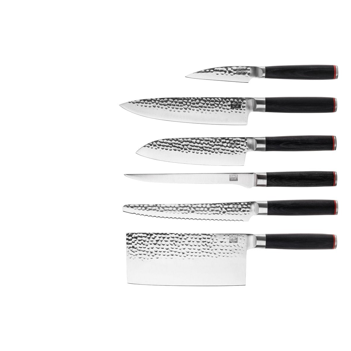 De Pakka Complete Set Pro (A) : 6 Messen (Schilmesje + Santoku + Gyuto + Fileermes + Broodmes + Hakmes) + 2 Accessoires (magnetische bamboe meshouder + aanzetstaal)