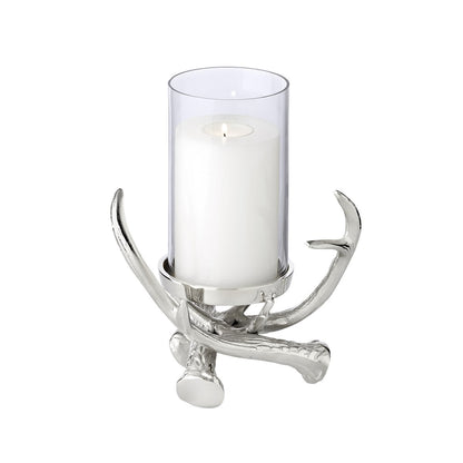 Kandelaar 25 cm aluminium vernikkeld glas