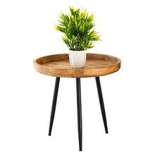 Bijzettafel rond 40/50 cm mangohout metaalvoet zwart