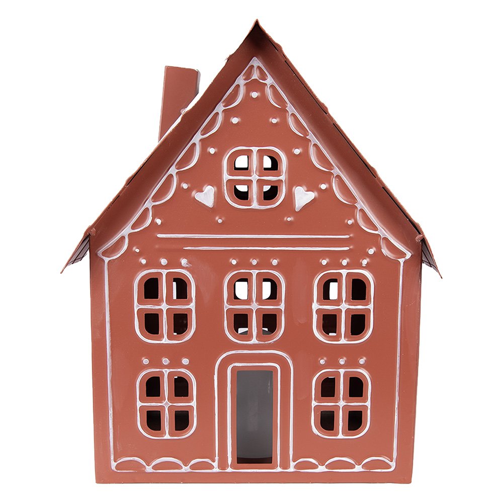 Decoratie huis met LED 27x19x32 cm bruin metaal