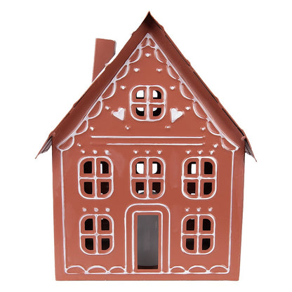 Decoratie huis met LED 27x19x32 cm bruin metaal