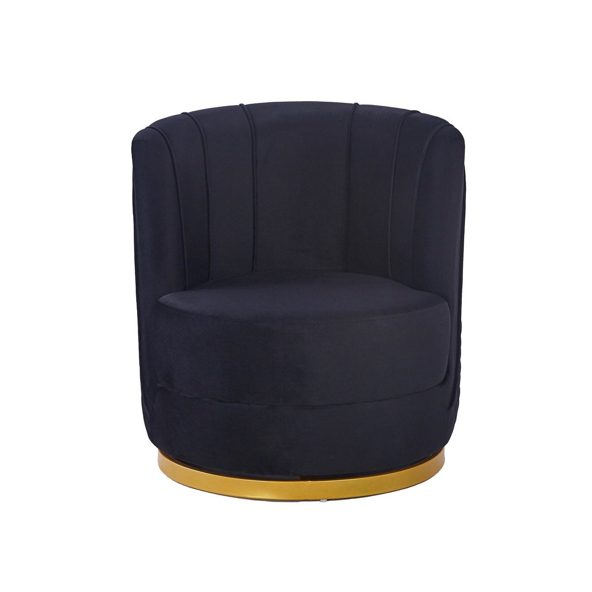 Black velvet swivel armchair