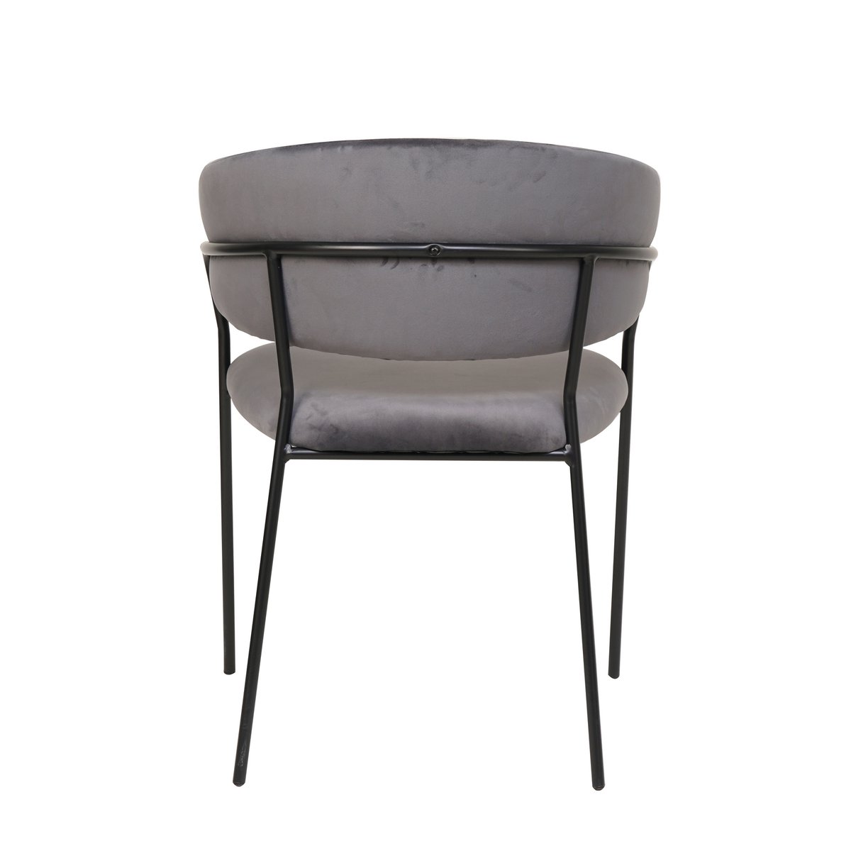 Fauteuil grijs fluweel matzwart metaal 55x50x80 cm
