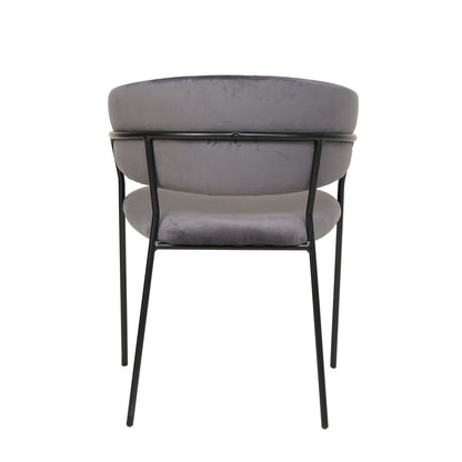 Fauteuil grijs fluweel matzwart metaal 55x50x80 cm