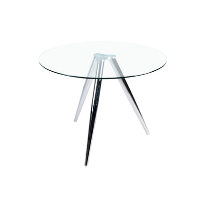 Eettafel rond glas Ø100 cm chroom