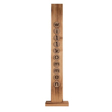 LED Wood Decolumn "Welcome" made of natural wood with fixed LEDs, outdoor Christmas decoration