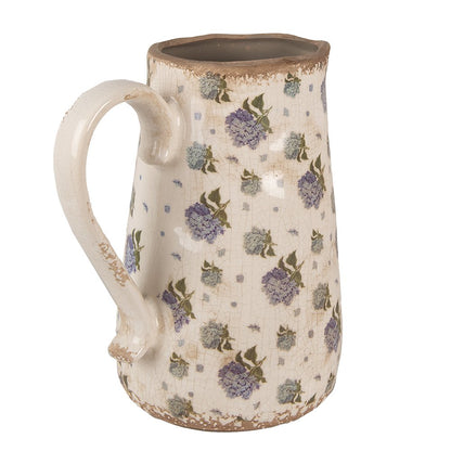 Decoratie Kan 21x15x23 cm Beige Blauw Keramiek Bloemen Schenkkan