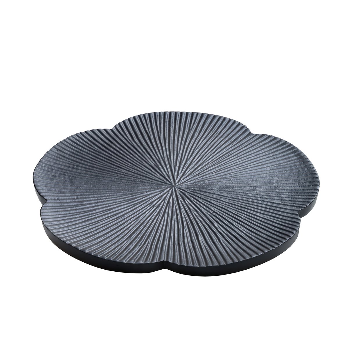 Dienblad rond 35 cm metaal steen zwart
