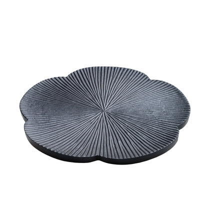 Dienblad rond 35 cm metaal steen zwart
