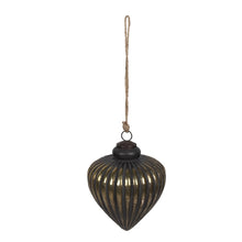 Kerstbal 14 cm glas zwart goud