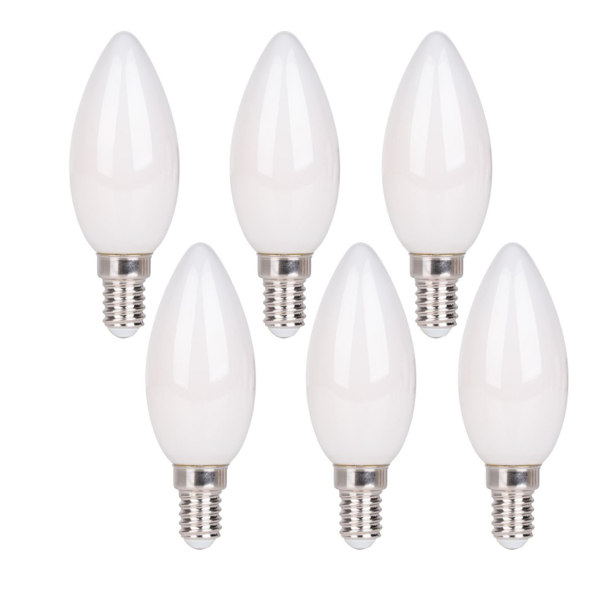 LED kaarslamp E14 4W 6 stuks melkachtig glas