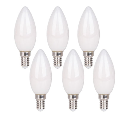 LED kaarslamp E14 4W 6 stuks melkachtig glas