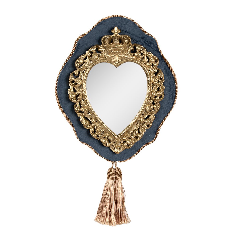 Wandspiegel hart 19x3x22 cm polyresin blauw goud