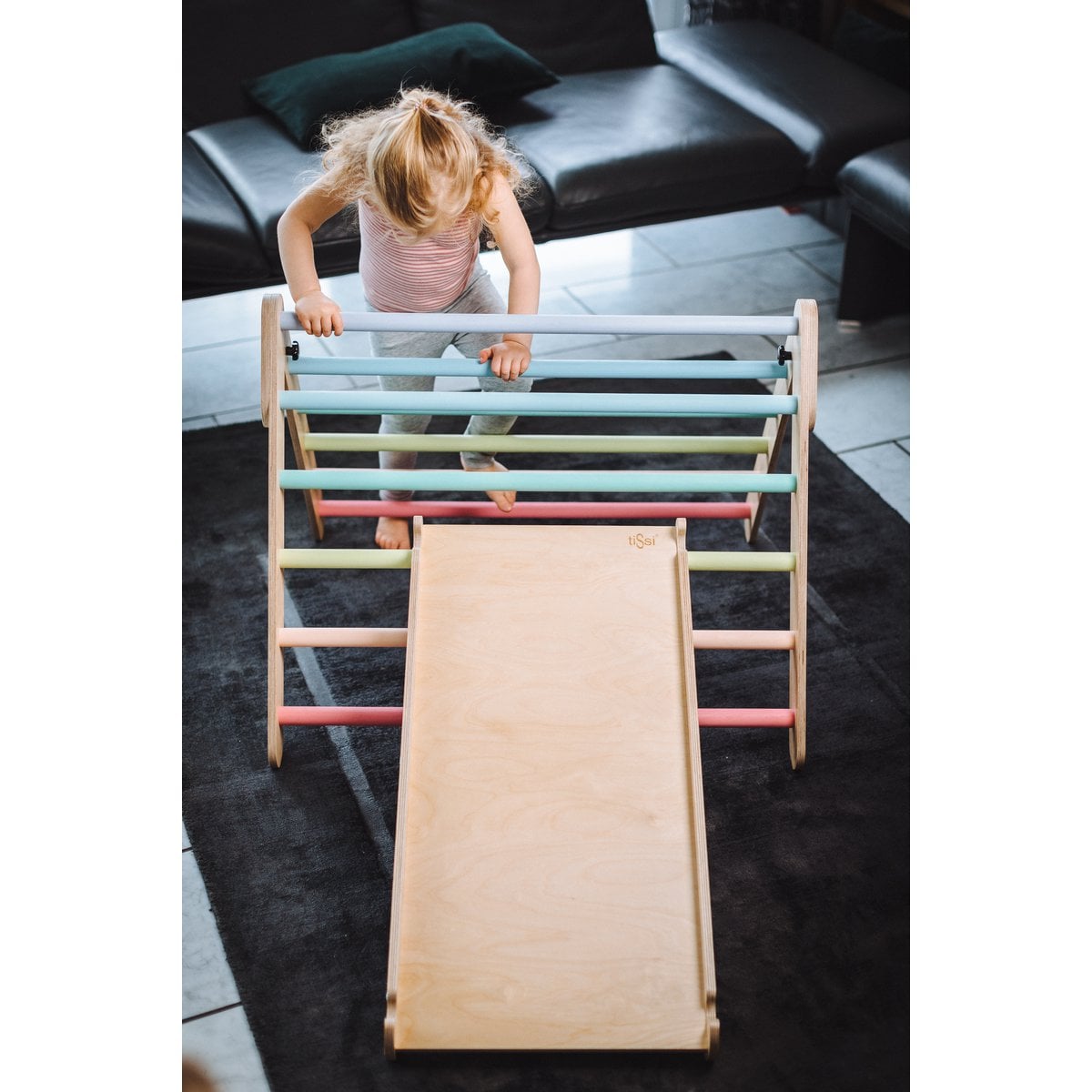 tiSsi® glijbaan klimladder 82.5x40.5x8.2 cm massief berkenhout