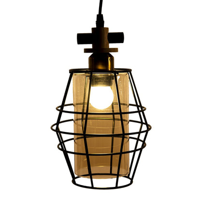Hanglamp 18x18x31 cm zwart metaal goudaccenten